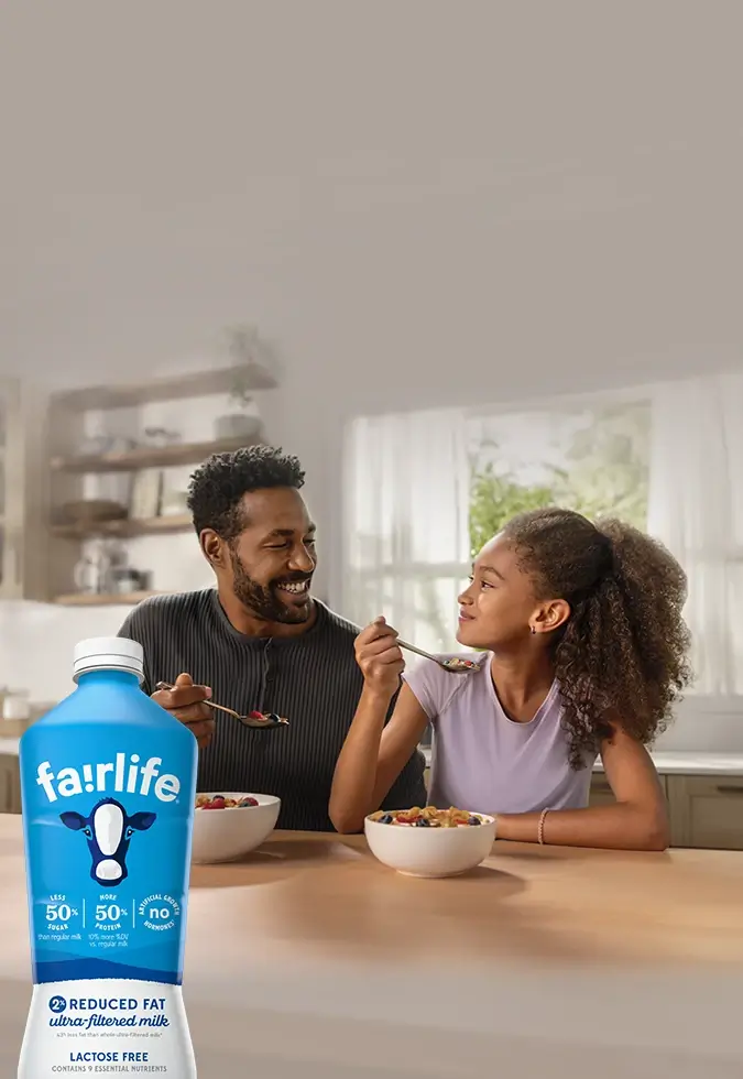 fairlife ultra-filtered milk is made with 50% more protein and 50% less sugar than regular milk and tastes delicious.